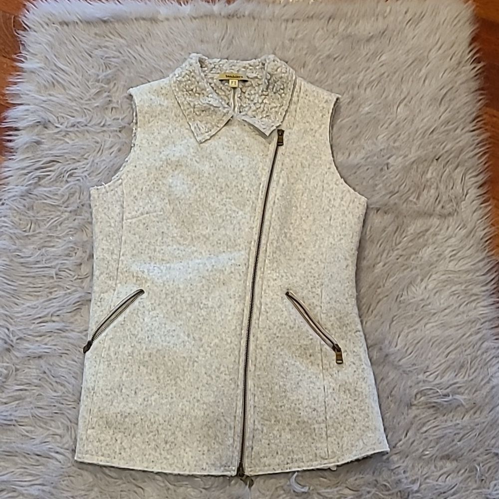 Bandolera womens light gray wool zip up vest size medium us uk‎ size 14